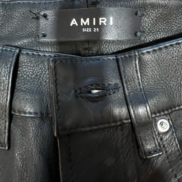 **SOLD** NEW Amiri Genuine Leather Contrast Skinny Jeans Aged Black/Black 25 - Picture 12 of 17